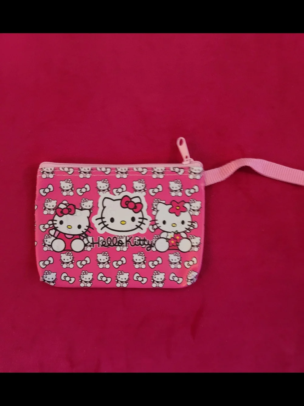 Hello Kitty Hot Pink  Wristlet Coin Purse with Character Print